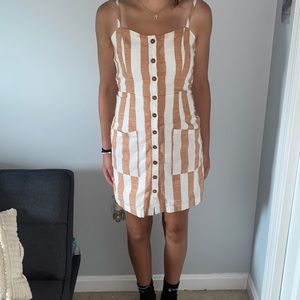 coral and white stripped button down dress from Forever 21